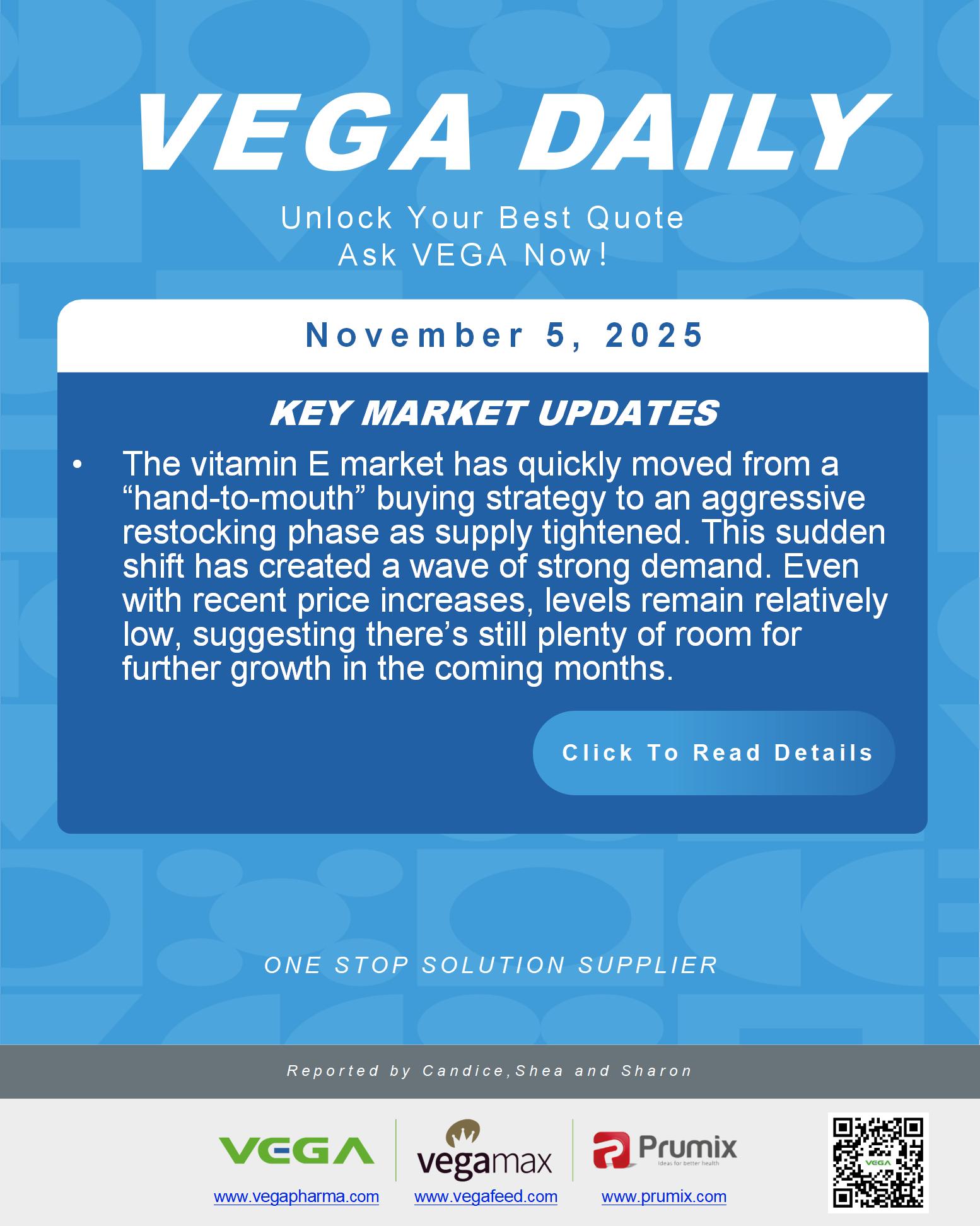 VEGA Daily Dated on November 5th 2025 Vitamin Amino Acid APl Food Additives.png